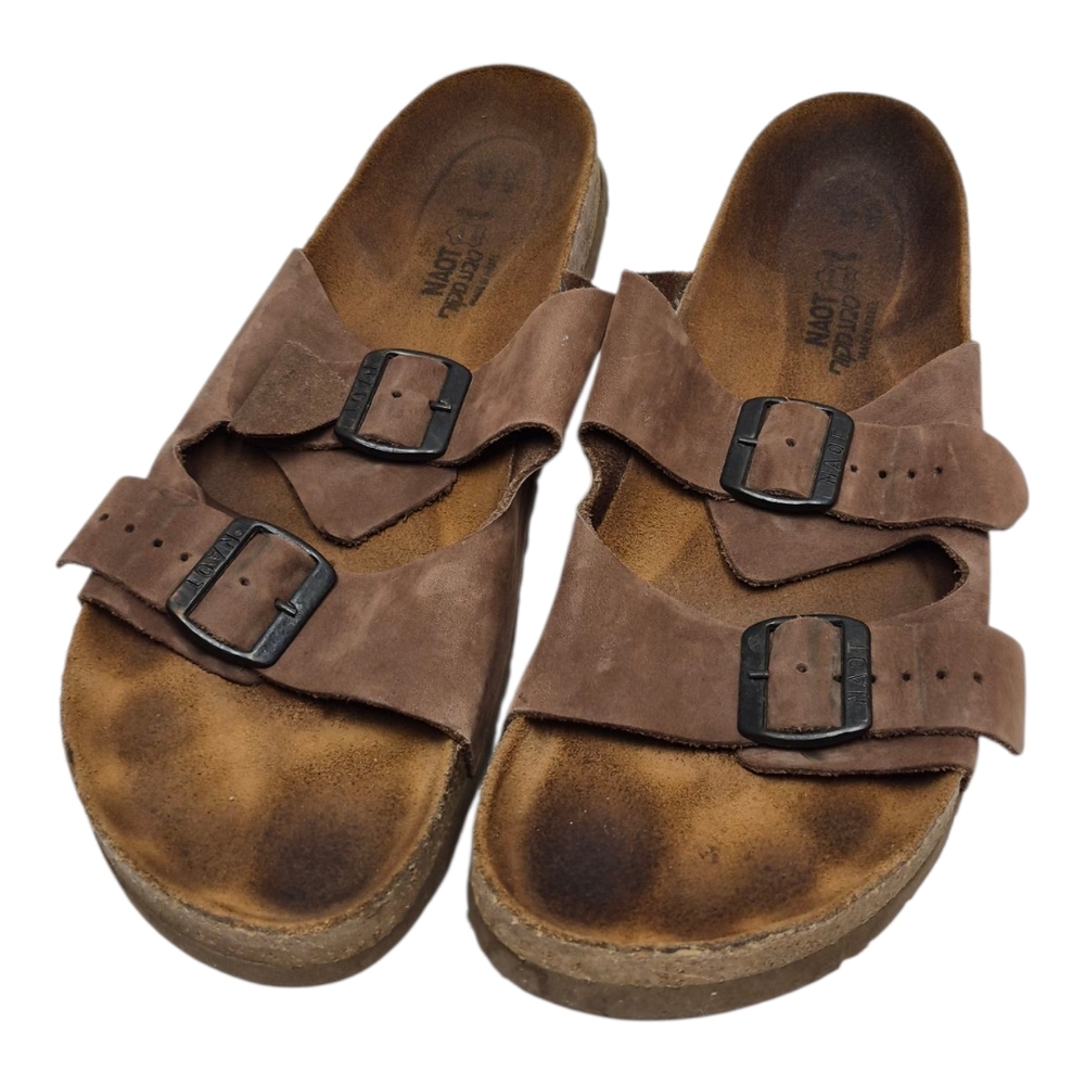 Naot Santa Barbara Flat Sandal Suede Size EU 45 Unisex Brown